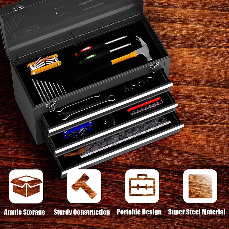 2-in-1 Rolling Tool Chest with 5 Sliding Lockable Drawers