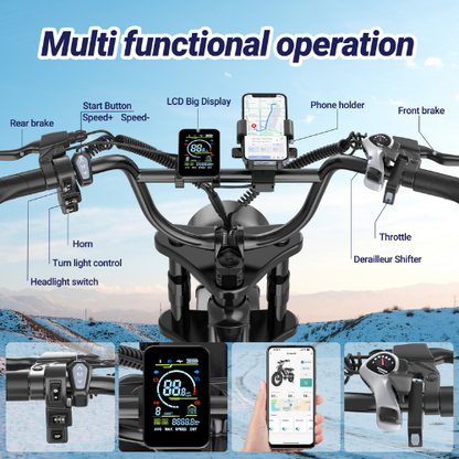 BK20 Fat Tire Electric Dirt Bike for Adults 48V 15.6AH Battery 750W Brushless Motor-US