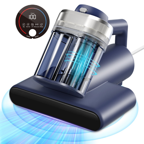 Mattress Vacuum Bed Vacuum Cleaner with 253.7nm UV-C Light, Hyper Helix Motor with 16kPa Strong Suction & 33000 RPM/Min Tapping, HEPA Filter, 149℉ Heat & Ultrasonic & Anion for Bed and Pet
