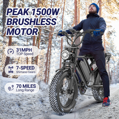 BK20 Fat Tire Electric Dirt Bike for Adults 48V 15.6AH Battery 750W Brushless Motor-US