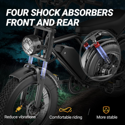BK20 Fat Tire Electric Dirt Bike for Adults 48V 15.6AH Battery 750W Brushless Motor-US