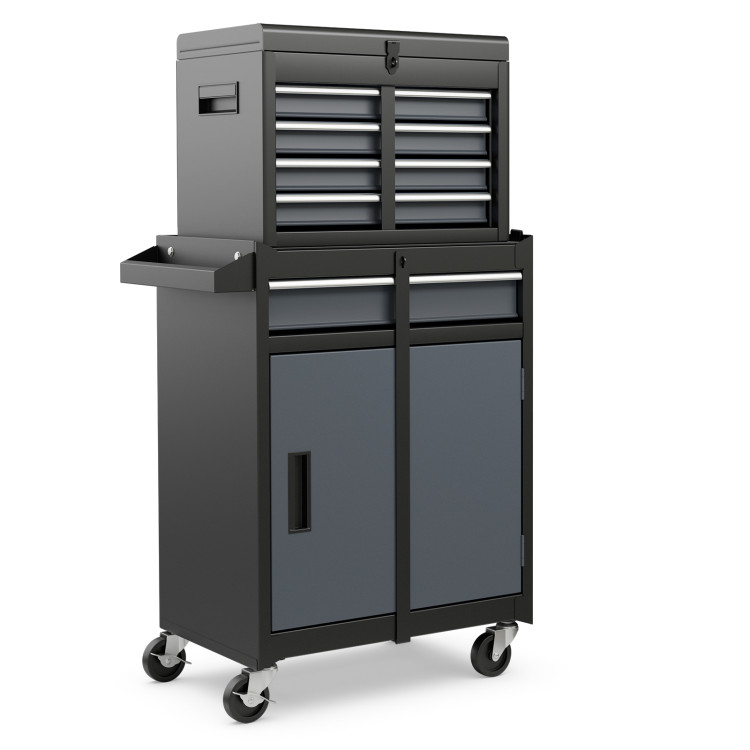2-in-1 Rolling Tool Chest with 5 Sliding Lockable Drawers