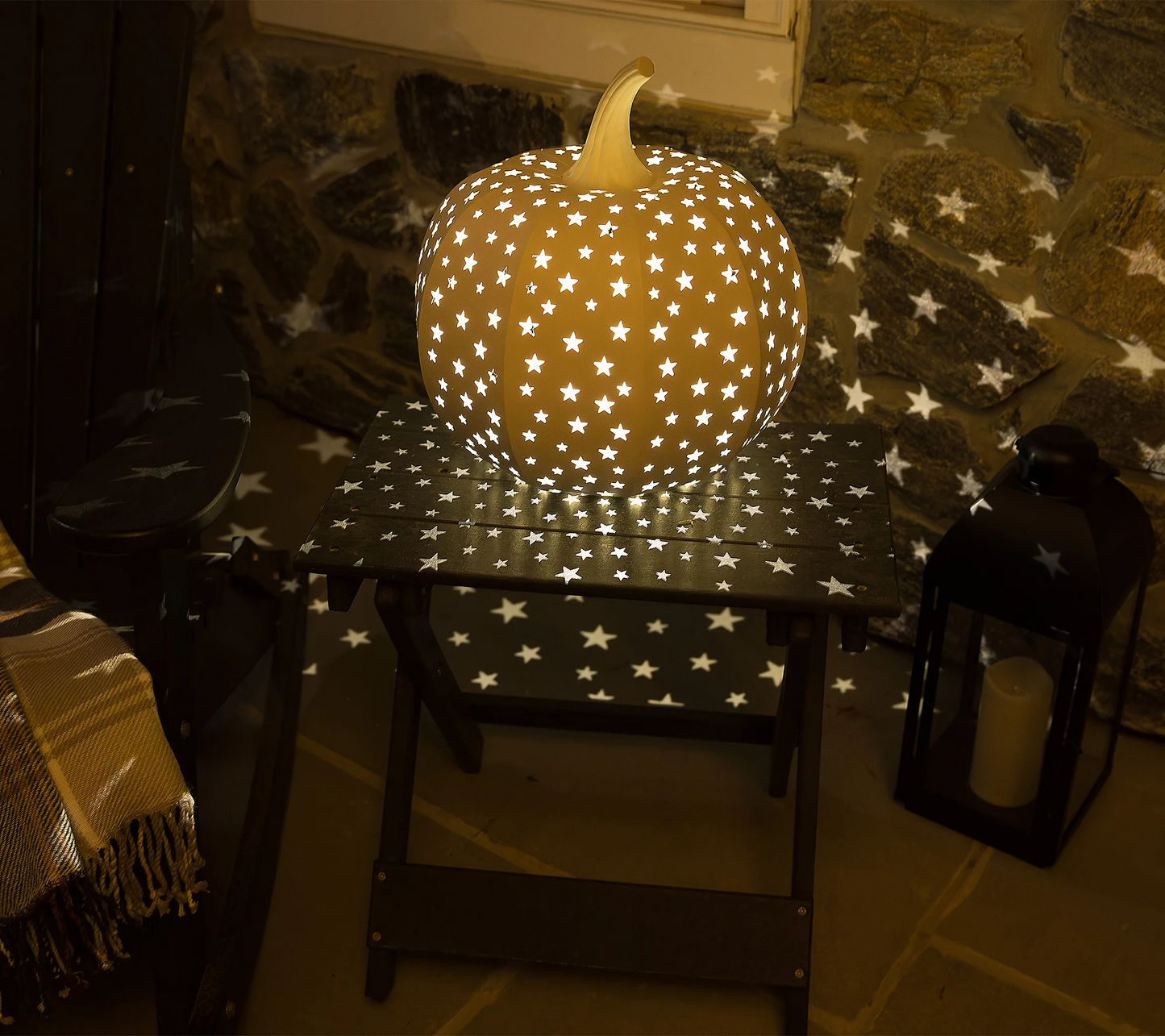 Martha Stewart 15" Illuminated Indoor/Outdoor Stargazer Metal Pumpkin