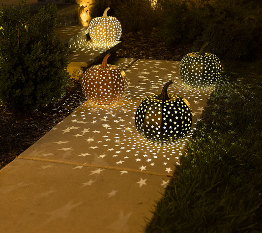 Martha Stewart 15" Illuminated Indoor/Outdoor Stargazer Metal Pumpkin